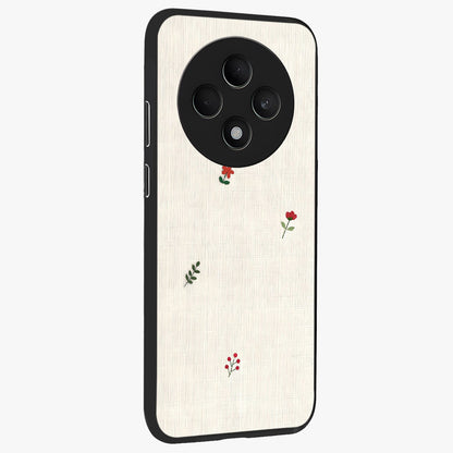 Minimalistic Blue With White Flower Pattern Glass Case upright view showcasing clean white flower artwork with calming blue theme.