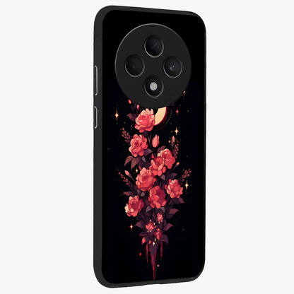 Moonlit Floral Elegance Glass Case upright view showcasing delicate floral artwork with refined night inspired theme.