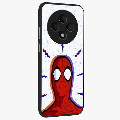 Omg Spiderman Glass Case upright view showcasing energetic superhero artwork with vibrant comic theme.