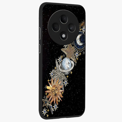 Pearls Universe Object Glass Case upright view showcasing decorative pearl themed artwork with cosmic elegance.