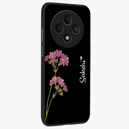 Riching Lavender Flower Custom Name Glass Case upright view showcasing elegant lavender floral artwork with personalized aesthetic.