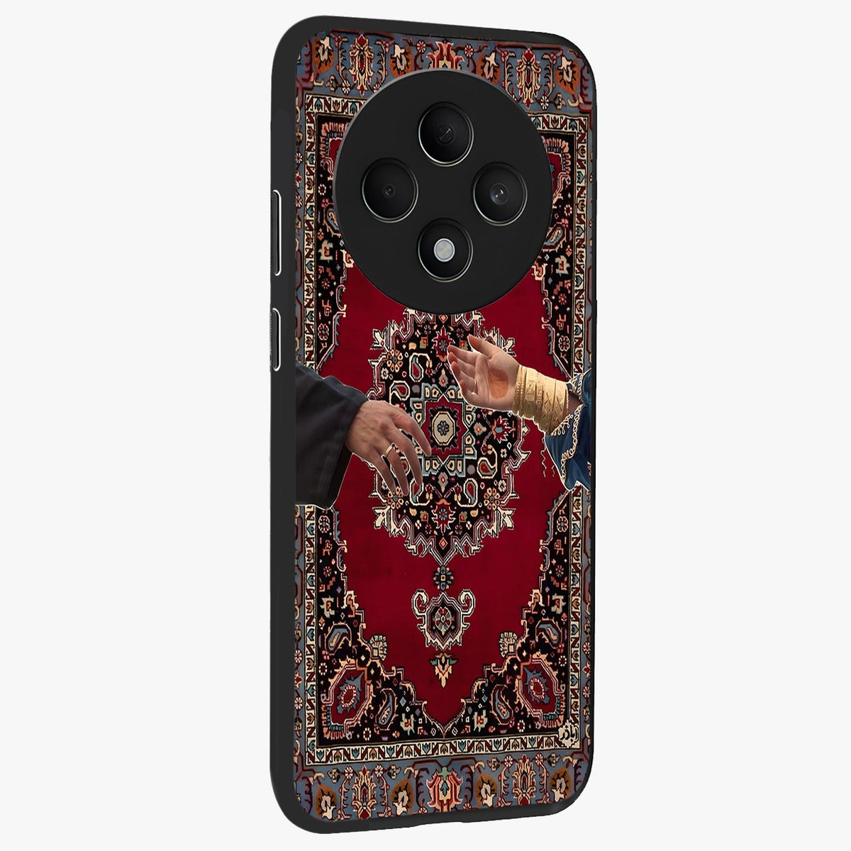 Royal Touch Reach Glass Case upright view showcasing stylish royal inspired artwork with graceful theme.