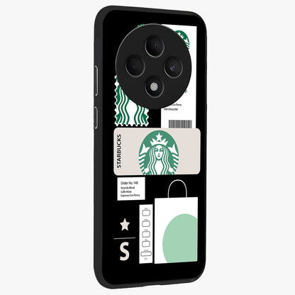 Starbucks Mocha Glass Case upright view showcasing trendy coffee inspired artwork with modern lifestyle theme.