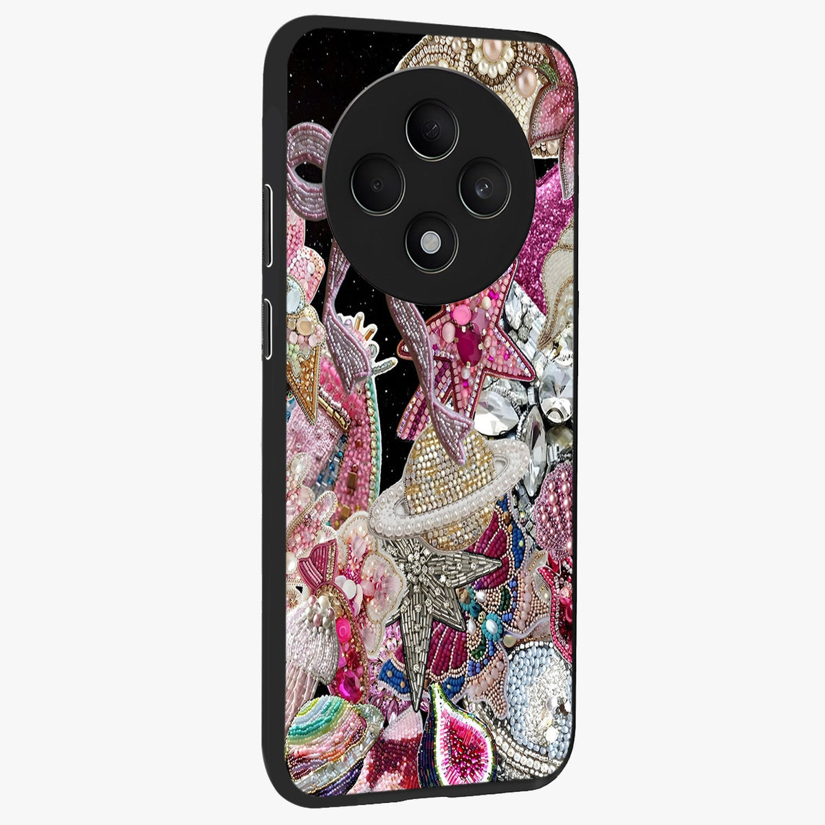 Starlit Jewel Dream Glass Case upright view showcasing radiant star inspired artwork with magical night theme.