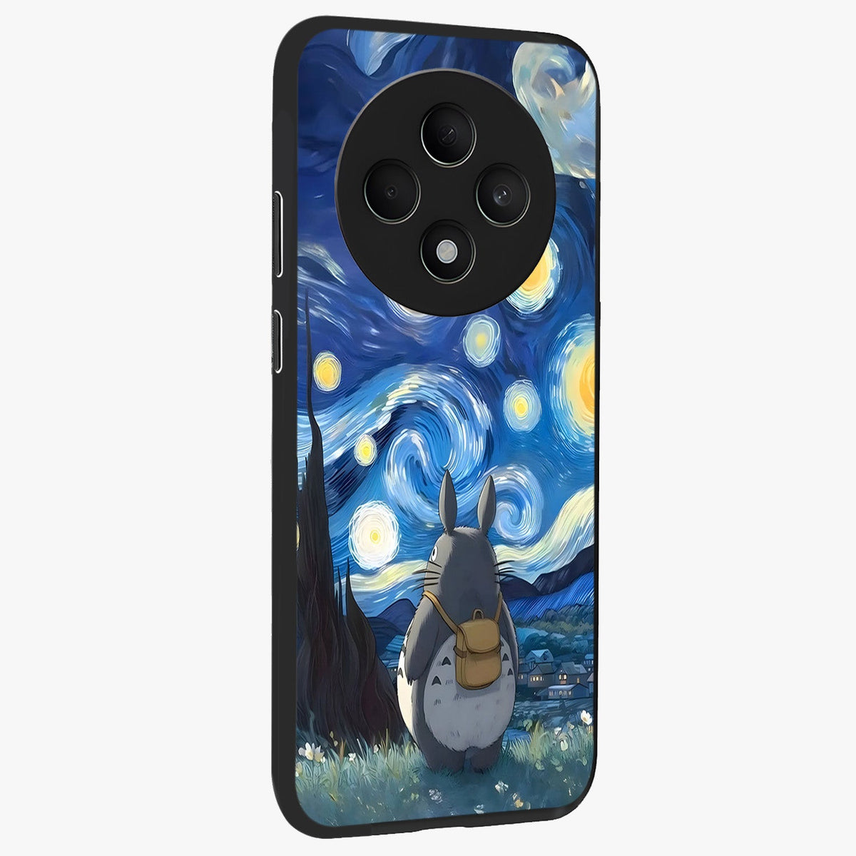 Totoro In Van Gogh Art Glass Case upright view showcasing creative character artwork with painterly artistic theme.