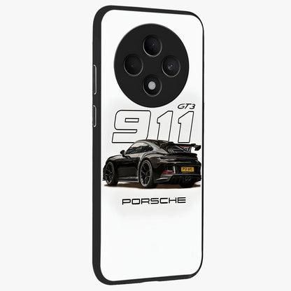 Turbo Legacy Icon Glass Case upright view showcasing bold racing inspired artwork with classic car theme.