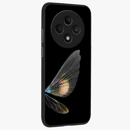 Whispers Of Wings Glass Case upright view showcasing elegant wing artwork with light airy theme.
