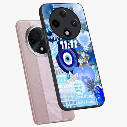 Aesthetic Be Kind Eye Glass Case displayed in angled mockup highlighting aesthetic eye design and inspirational vibe.