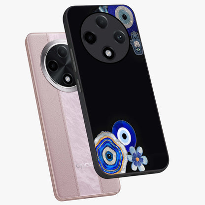 Aesthetic Blue Evil Eye Glass Case displayed in angled mockup highlighting blue evil eye symbol and spiritual aesthetic design.