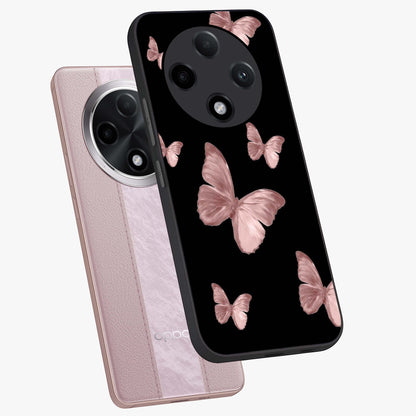 Butterfly Pattern Glass Case displayed in angled mockup highlighting delicate butterfly design and aesthetic pattern style.