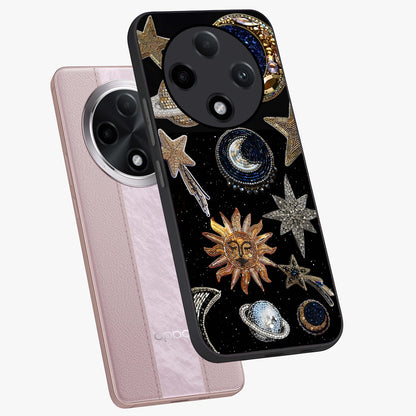 Celestial Gem Constellations Glass Case displayed in angled mockup highlighting gemstone inspired constellation design.