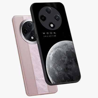 Cosmic Moon Glow Glass Case displayed in angled mockup highlighting celestial moon design with cosmic aesthetic theme.