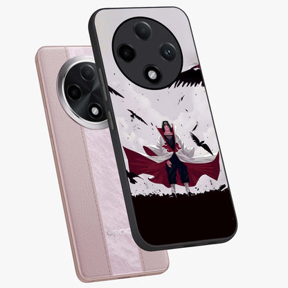 Crimson Crow Ascension Glass Case displayed in angled mockup highlighting powerful crow illustration with dark crimson aesthetic.