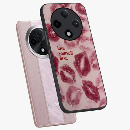 Crimson Kiss Love Glass Case displayed in angled mockup highlighting bold love inspired design with modern aesthetic style.