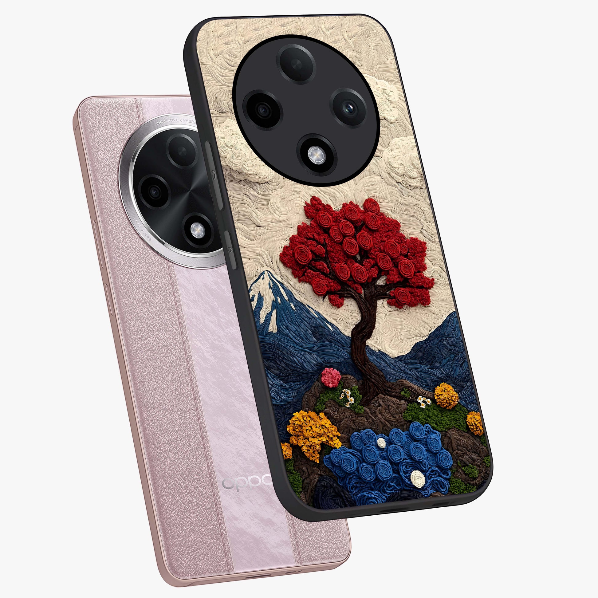 Eternal Nature Tapestry Glass Case displayed in angled mockup highlighting detailed botanical pattern with artistic aesthetic.