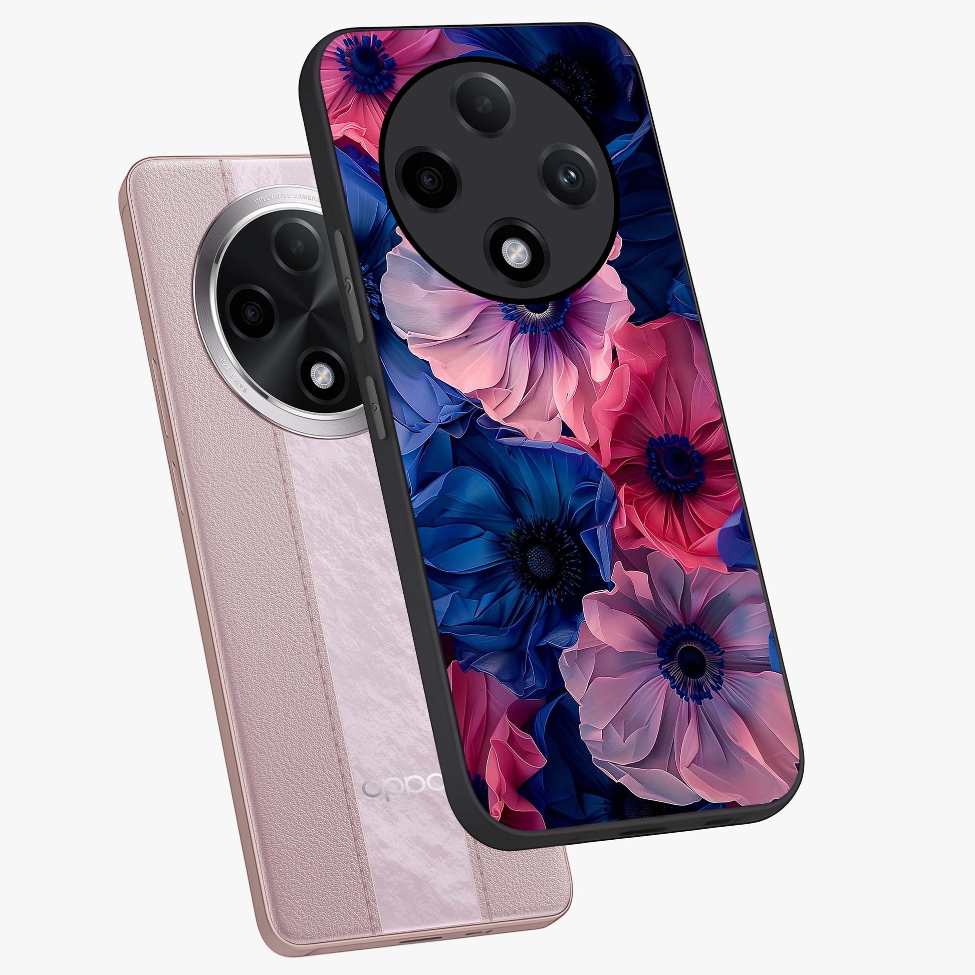 Flower Paper Art Pattern Glass Case displayed in angled mockup highlighting layered paper flower design with artistic aesthetic.