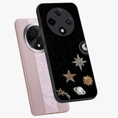 Galactic Charm Glow Glass Case displayed in angled mockup highlighting luminous galaxy inspired design with dreamy aesthetic.