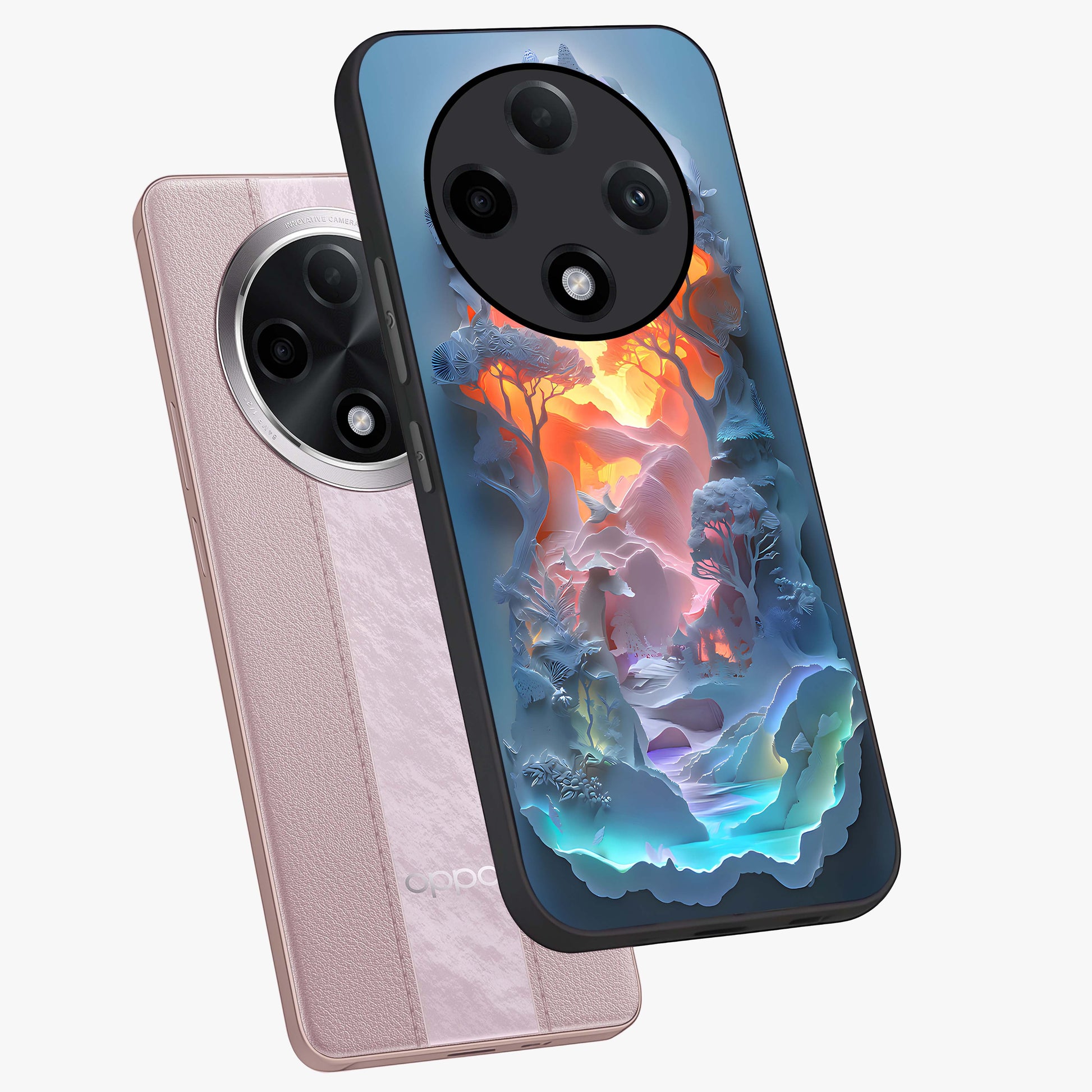 Glow Forest Portal Glass Case displayed in angled mockup highlighting mystical forest design with magical glowing aesthetic.