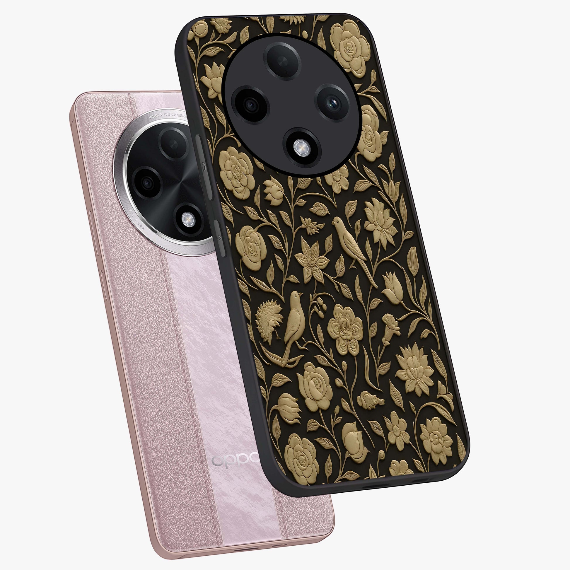 Golden Evil Eye Mandala Glass Case displayed in angled mockup highlighting protective evil eye symbol with golden mandala design.