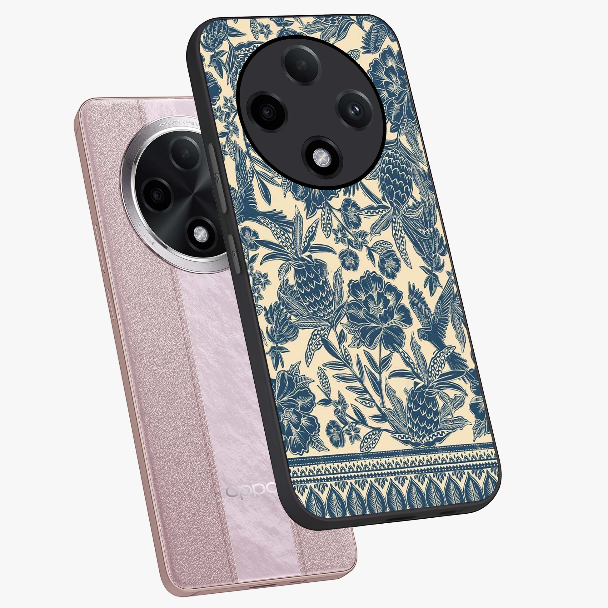 Heirloom Wild Bloom Glass Case displayed in angled mockup highlighting botanical bloom design with classic aesthetic style.