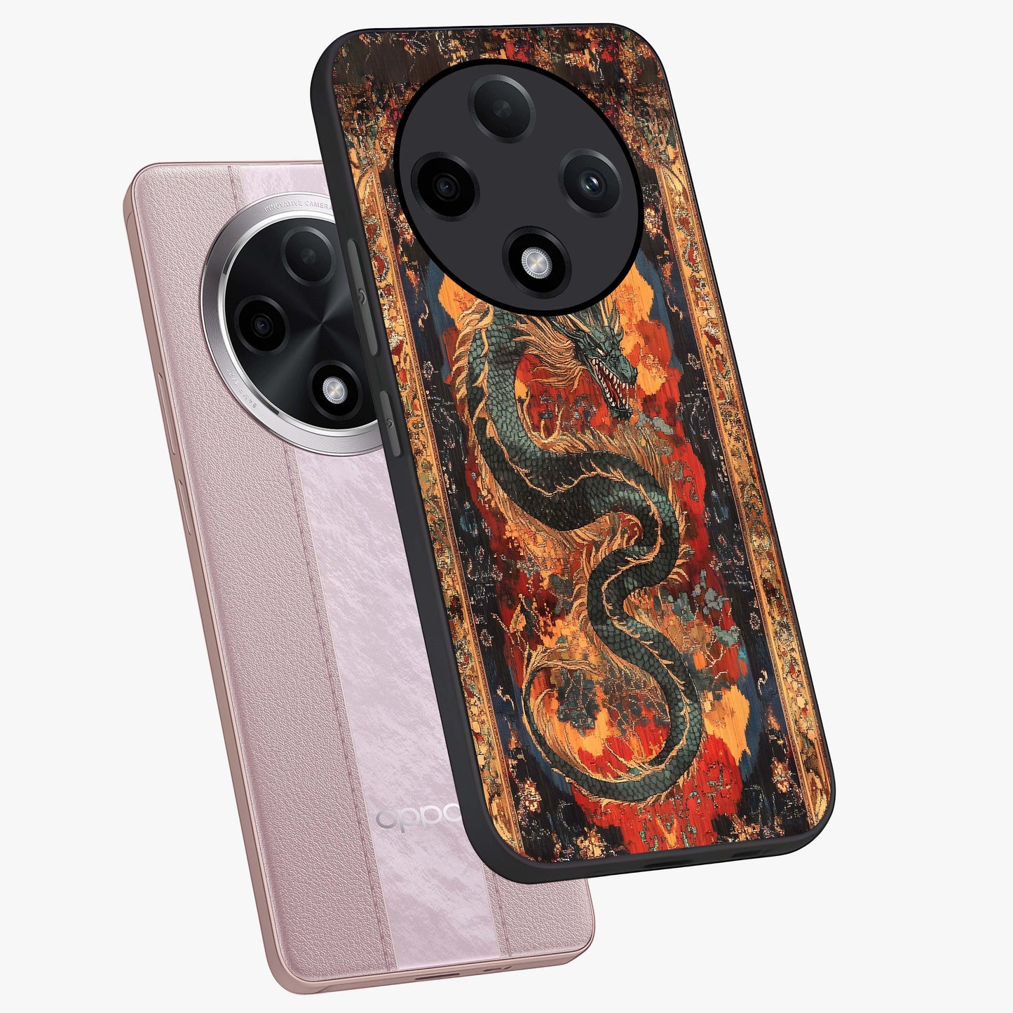 Inferno Dragon Soul Glass Case displayed in angled mockup highlighting powerful dragon illustration with inferno aesthetic.