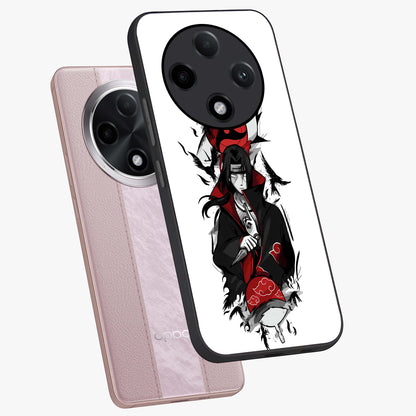 Itachi Limited Edition Naruto Anime Glass Case displayed in angled mockup highlighting dramatic anime illustration with bold action aesthetic.