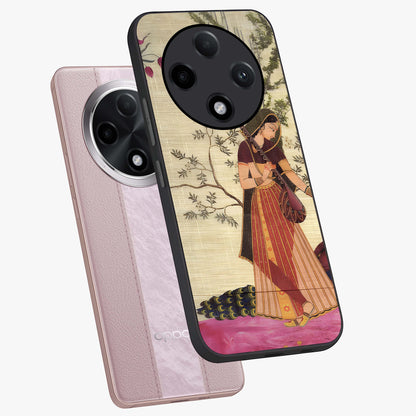 Lady With Veena Art Glass Case displayed in angled mockup highlighting graceful musical illustration with cultural artistic aesthetic.