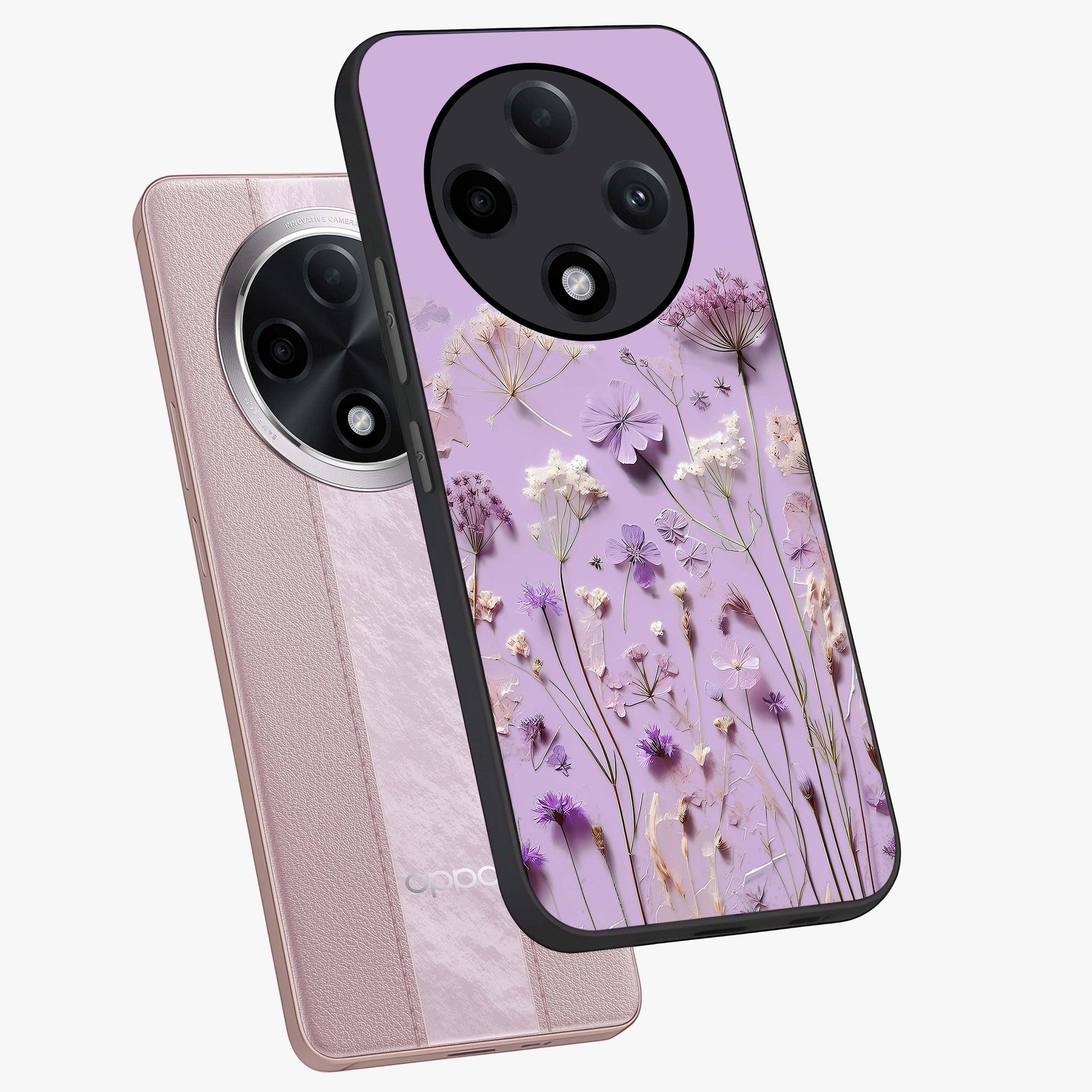 Lavender Blossom Dream Glass Case displayed in angled mockup highlighting dreamy lavender flower design with calming aesthetic style.