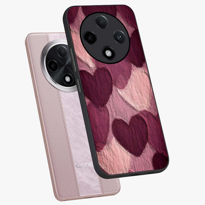 Layered Paper Hearts Glass Case displayed in angled mockup highlighting creative paper craft heart design with romantic aesthetic.