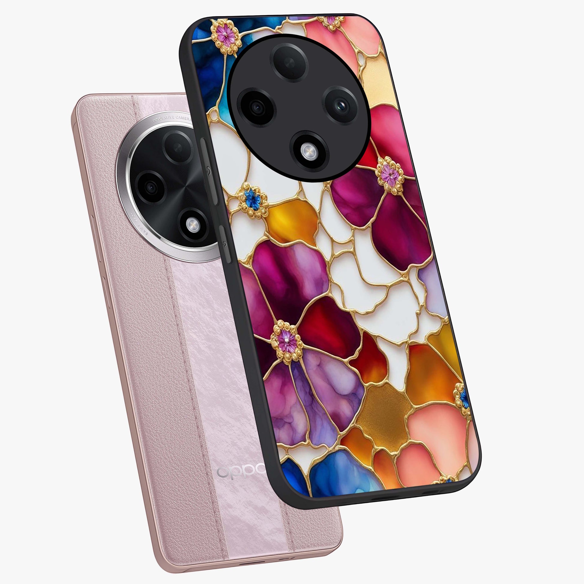 Marble Flower Pattern Glass Case displayed in angled mockup highlighting elegant marble floral design with modern aesthetic.