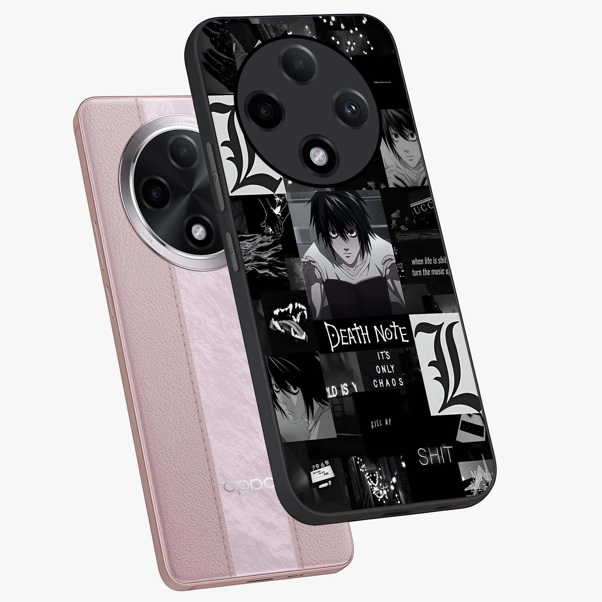 Midnight Chaos Mind Glass Case displayed in angled mockup highlighting chaotic artistic design with dramatic midnight aesthetic.