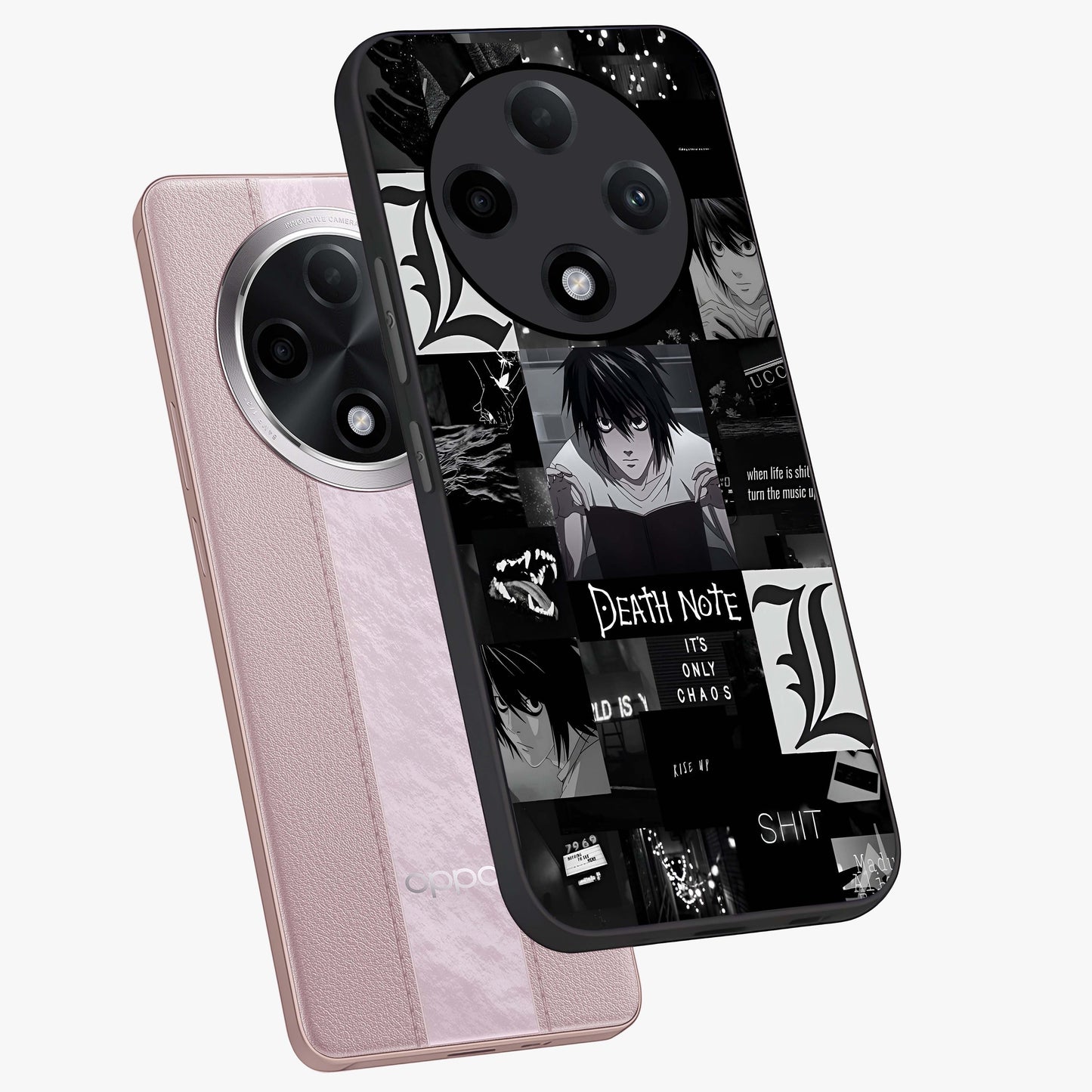Midnight Chaos Mind Glass Case displayed in angled mockup highlighting chaotic artistic design with dramatic midnight aesthetic.