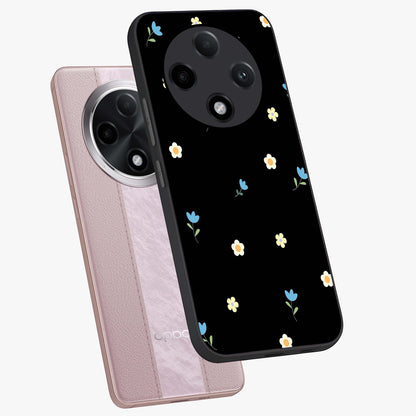 Minimal Petal Whispers Glass Case displayed in angled mockup highlighting delicate petal design with clean minimal aesthetic.
