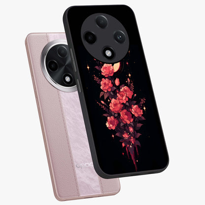 Moonlit Floral Elegance Glass Case displayed in angled mockup highlighting graceful flower design with soft moonlight aesthetic.