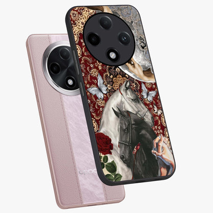Moonlit Royal Stallion Glass Case displayed in angled mockup highlighting powerful stallion illustration with royal night aesthetic.