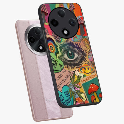 Mystic Eye Wonderland Glass Case displayed in angled mockup highlighting magical eye illustration with dreamy aesthetic.