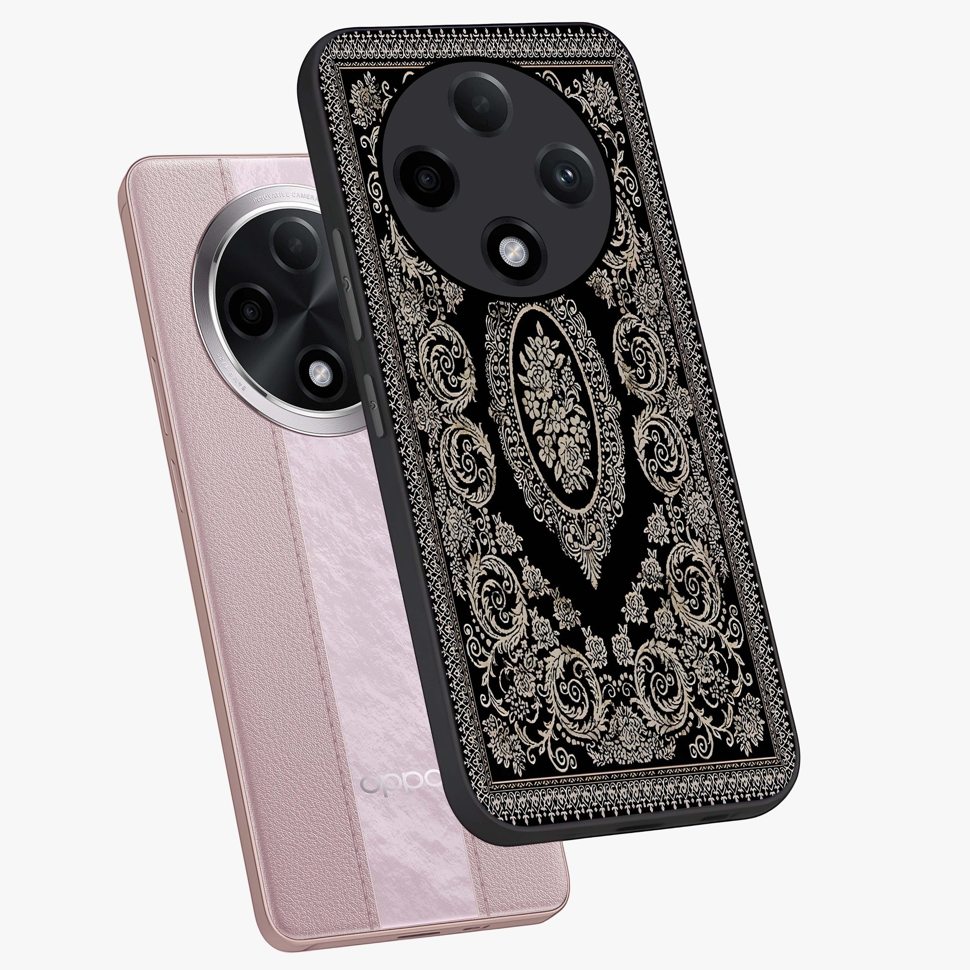 Noir Bloom Elegance Glass Case displayed in angled mockup highlighting refined flower design with stylish noir aesthetic.