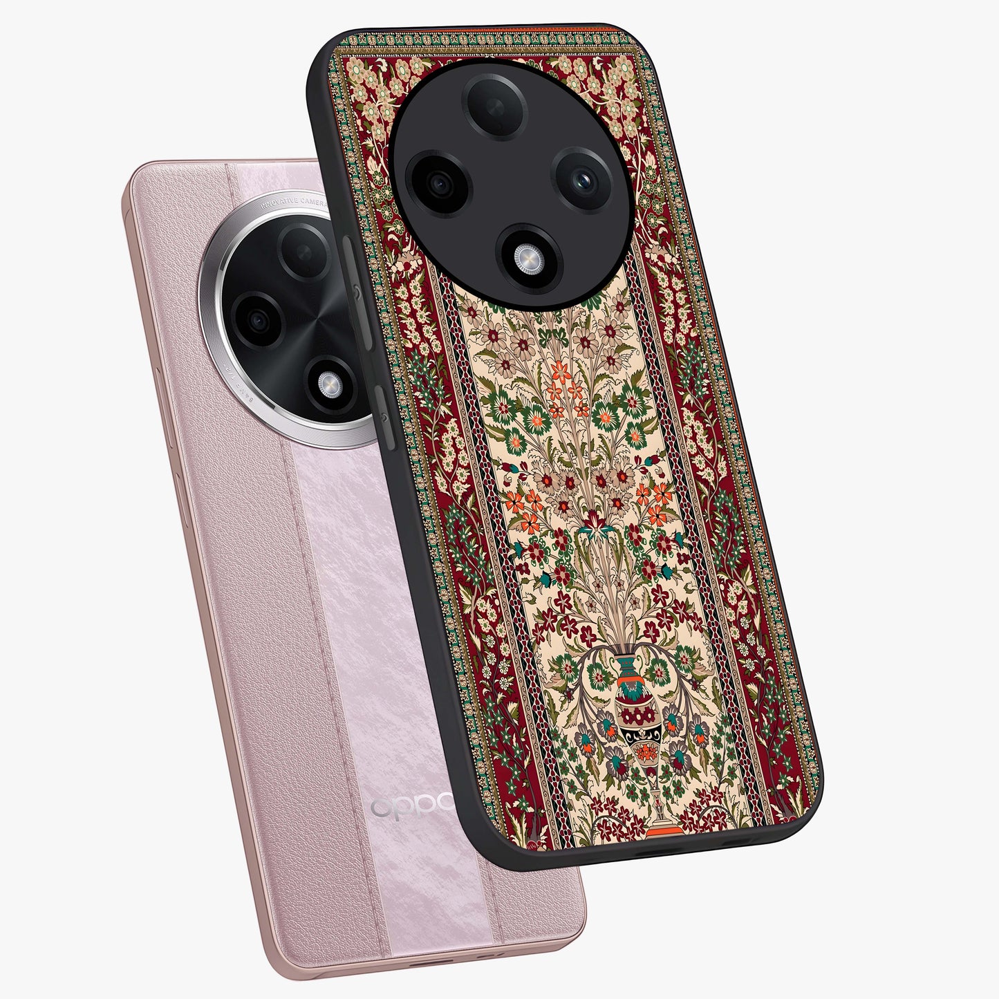 Persian Inspired Glass Case displayed in angled mockup highlighting intricate traditional design with elegant cultural aesthetic.