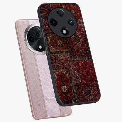 Persian Velvet Tale Glass Case displayed in angled mockup highlighting ornate textile inspired design with royal aesthetic.