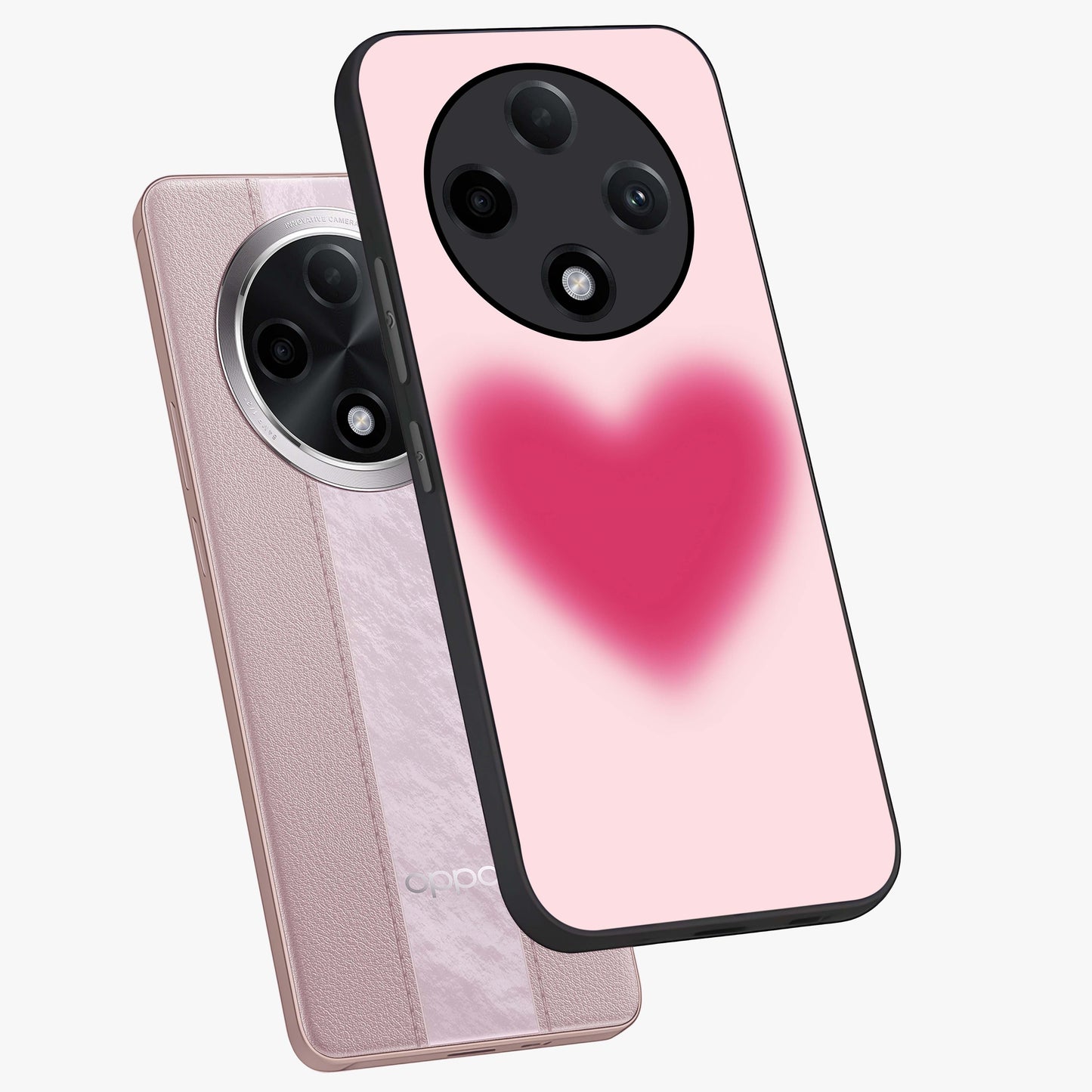 Pink Aura Heart Glass Case displayed in angled mockup highlighting vibrant pink heart design with dreamy aura aesthetic.