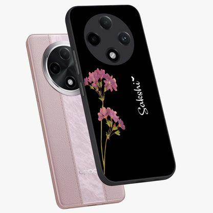 Riching Lavender Flower Custom Name Glass Case displayed in angled mockup highlighting delicate lavender flower design with custom name feature.