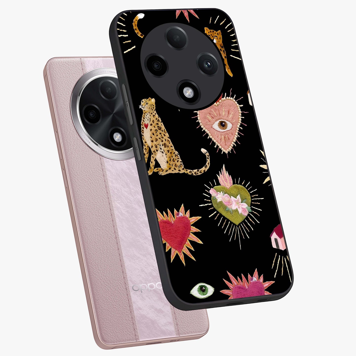 Sacred Jungle Heart Glass Case displayed in angled mockup highlighting lush tropical design with natural aesthetic style.