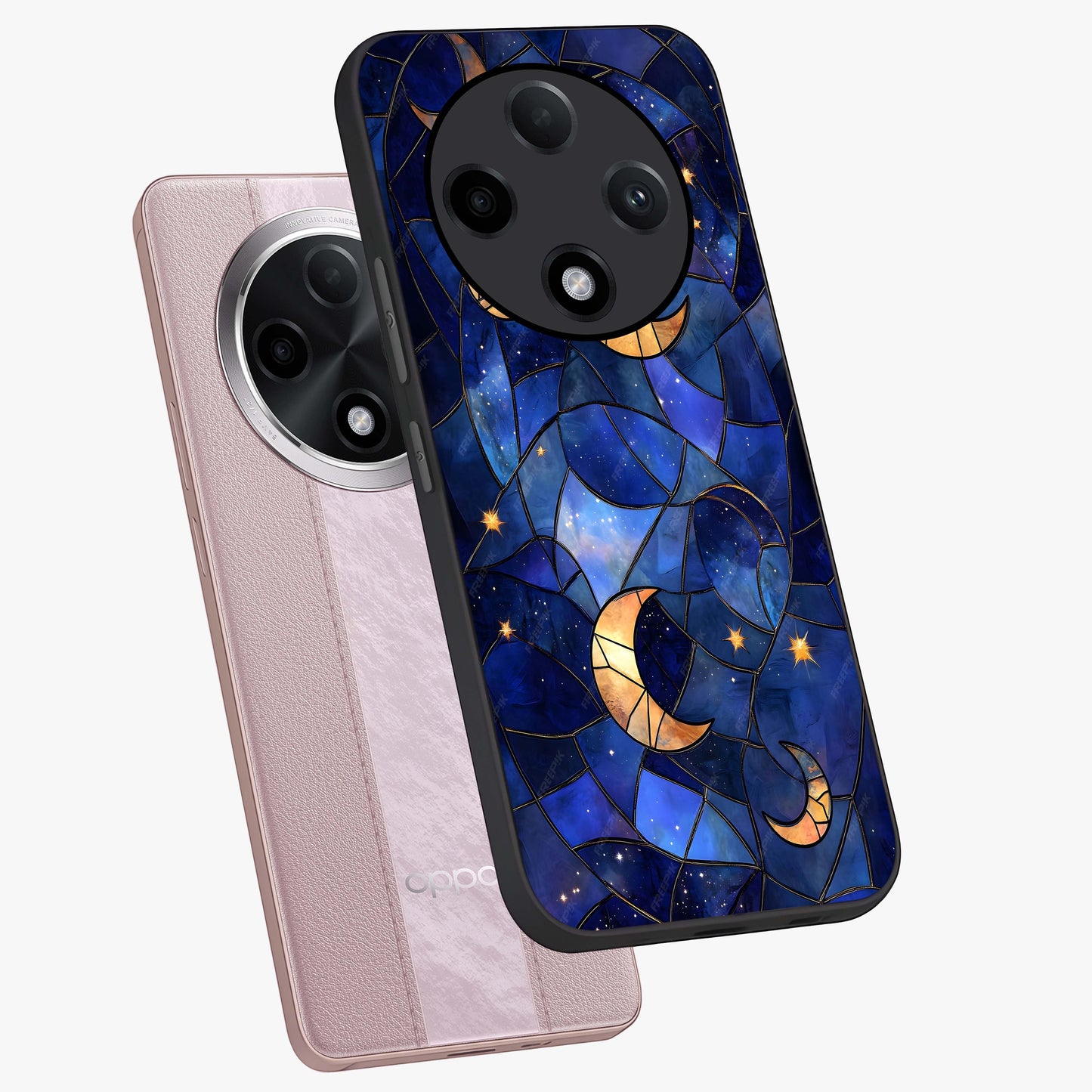 Starlit Sky Tapestry Glass Case displayed in angled mockup highlighting celestial night pattern with artistic aesthetic style.