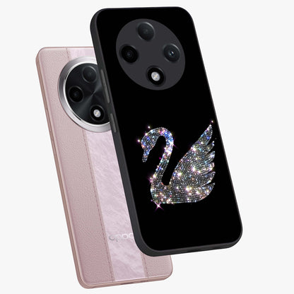 Starlit Swan Grace Glass Case displayed in angled mockup highlighting elegant swan illustration with dreamy celestial aesthetic.