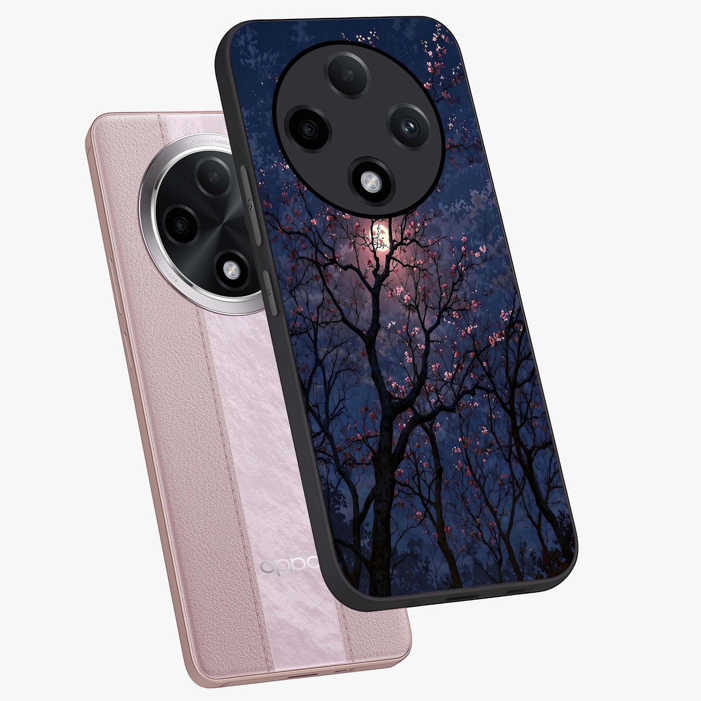 Twilight Sakura Serenade Glass Case displayed in angled mockup highlighting delicate sakura flower design with dreamy aesthetic.