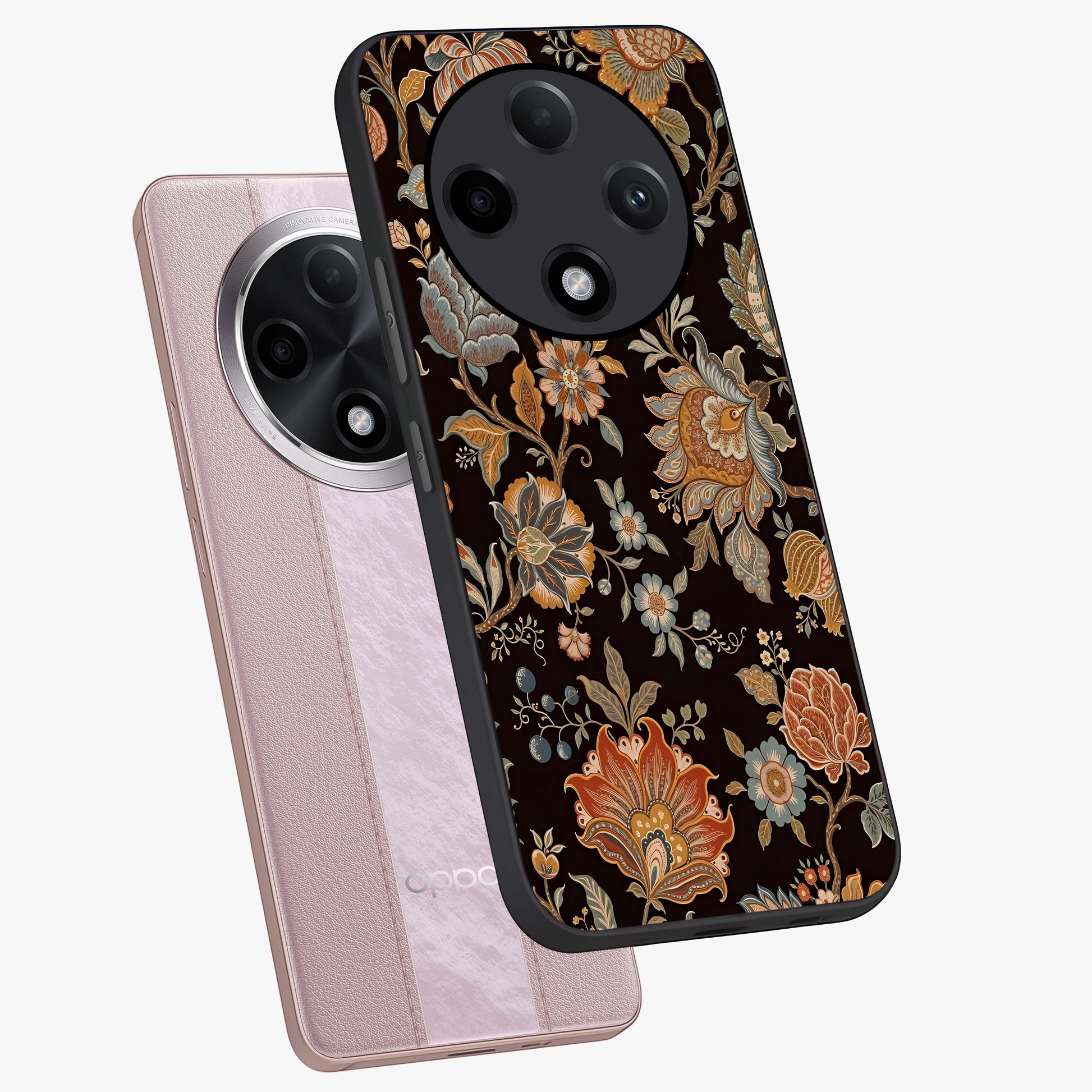 Vintage Floral Dream Glass Case displayed in angled mockup highlighting elegant vintage flower design with soft aesthetic style.