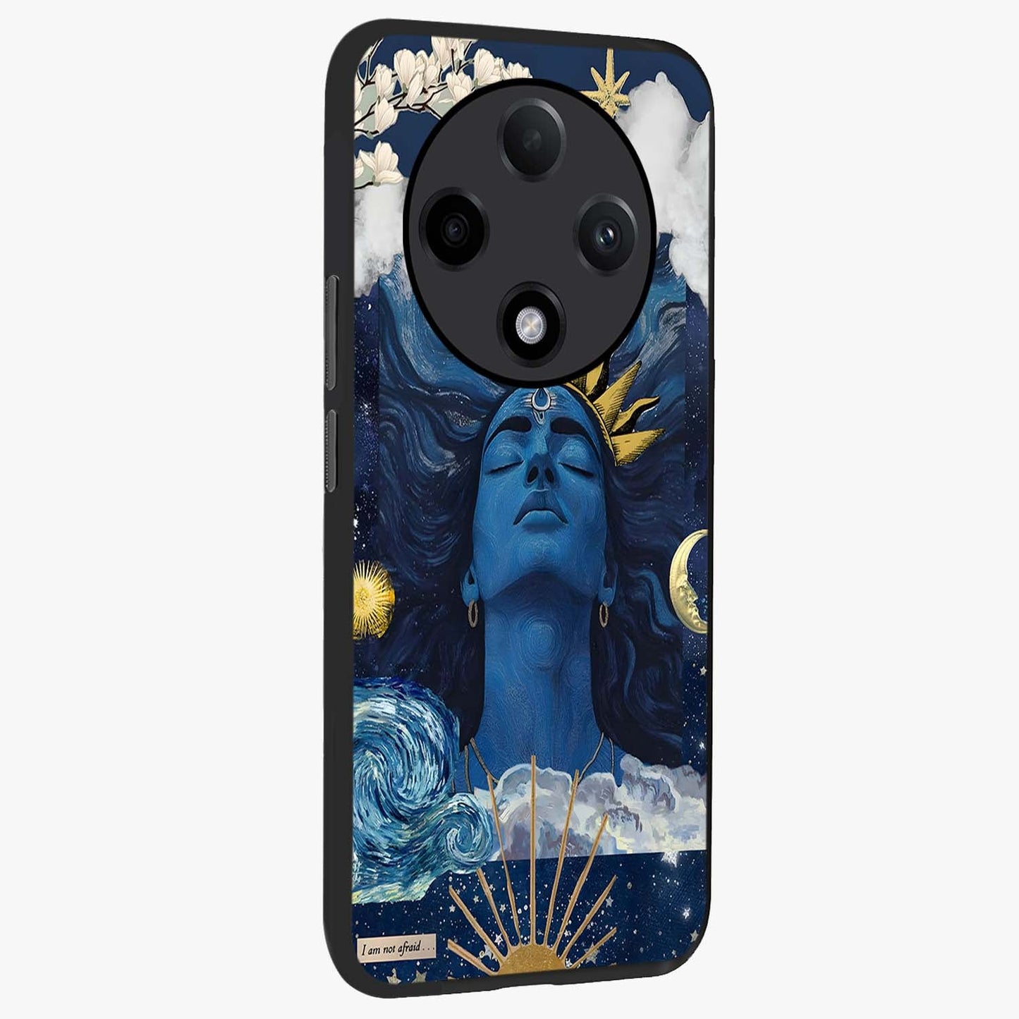 Aesthetic Lord Shiva Glass Case upright view showcasing powerful Lord Shiva artwork with devotional theme.