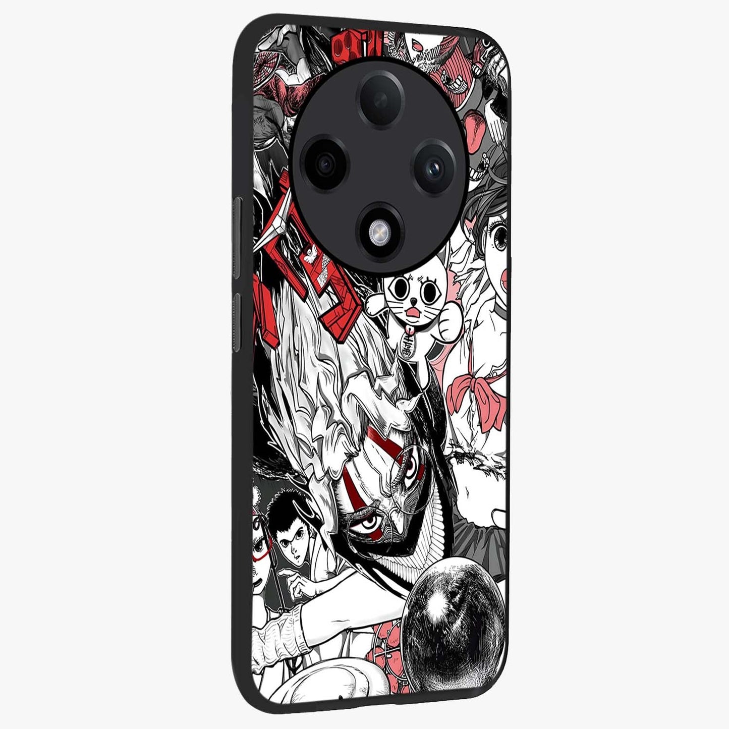 Crimson Chaos Panel Glass Case upright view showcasing intense crimson artwork with dramatic aesthetic style.