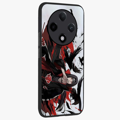 Crimson Crow Illusion Glass Case upright view showcasing striking crow illusion artwork with intense crimson theme.