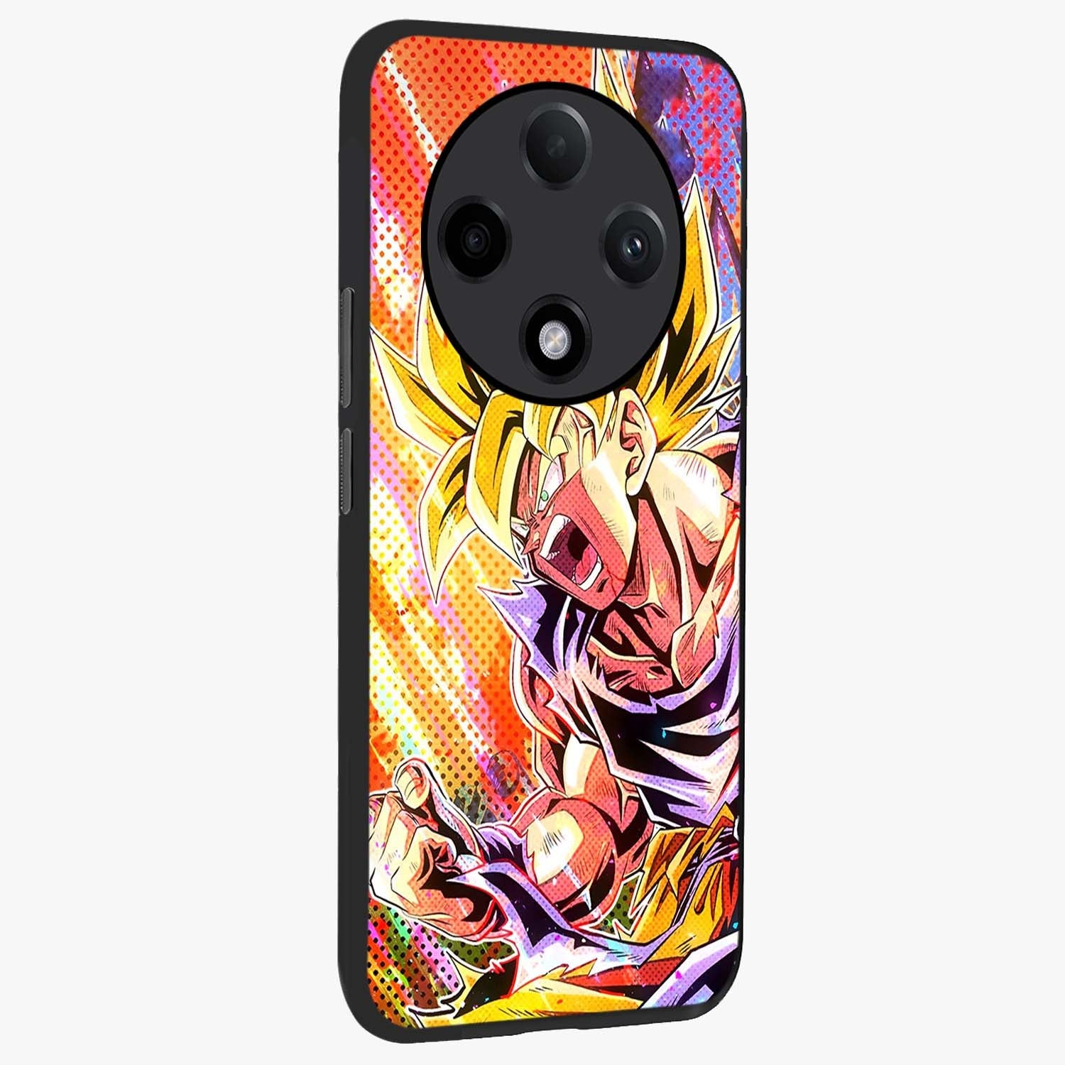 Firing Goku Glass Case upright view showcasing energetic anime artwork with bold warrior theme.